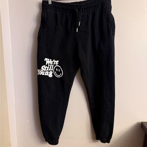 Fanjoy “We’re Still Young” Graphic Sweatpants Black Men’s Medium